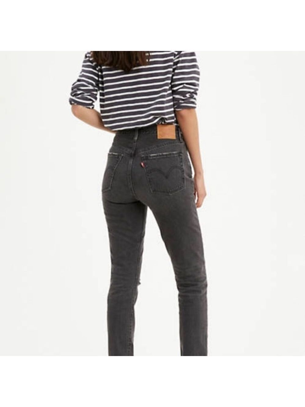 LEVI'S women's gray 501 button fly skinny slim fit denim jeans Sz 24